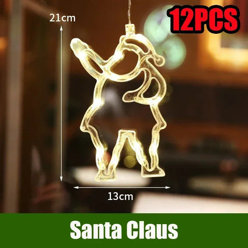 LED Christmas String Lights – Santa Claus Window Suction Cup Christmas String Lights Babs Santa Claus-12pcs