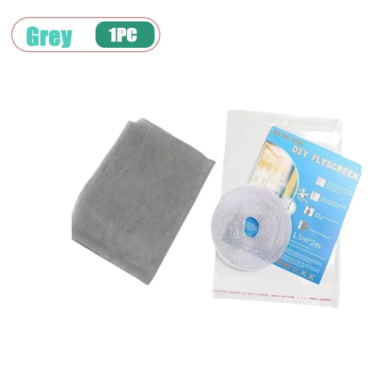 Self-Adhesive Mosquito Window Screen Net – Hook & Loop Bug Mesh Window Mosquito Screen Babs Grey-1PC 150X200CM