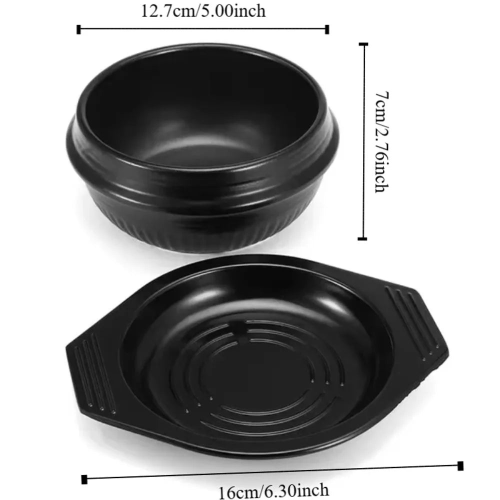 16cm Korean Stone Clay Pot with Tray | Bibimbap Cookware Clay Stone Pot Babs