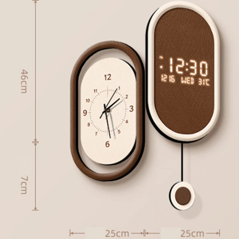 Nordic Minimalist Luminous Wall Clock – Crystal Porcelain 10" Decorative Wall Clock Babs Brown A-Plug in