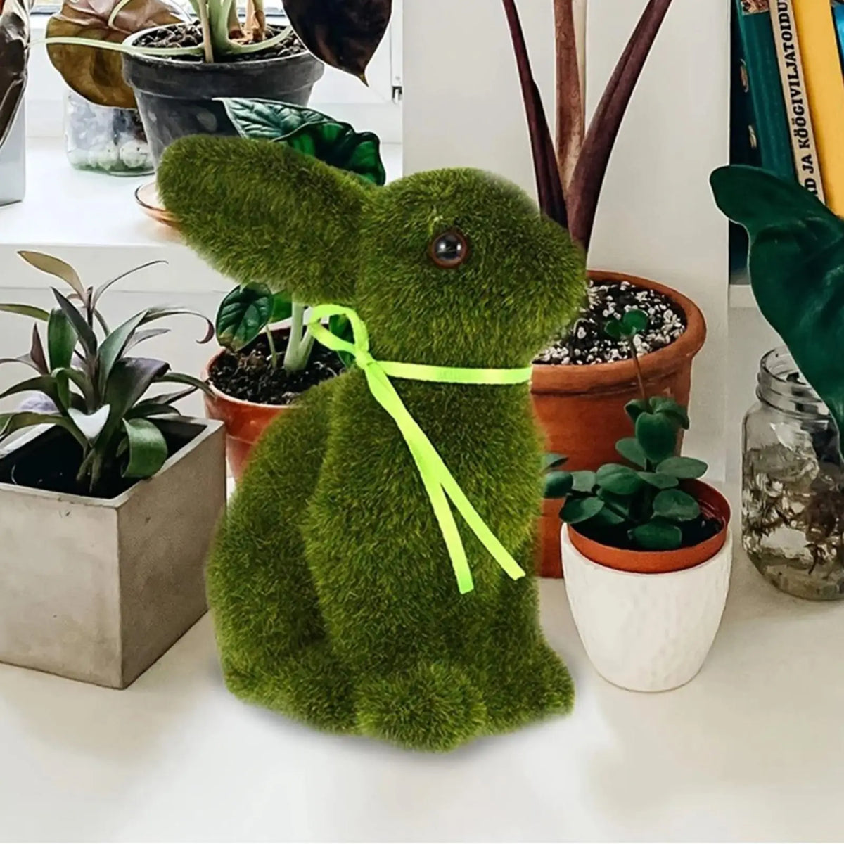 Moss Bunny Easter Rabbit Foam Flocking Garden Decoration Easter Garden Decoration Babs