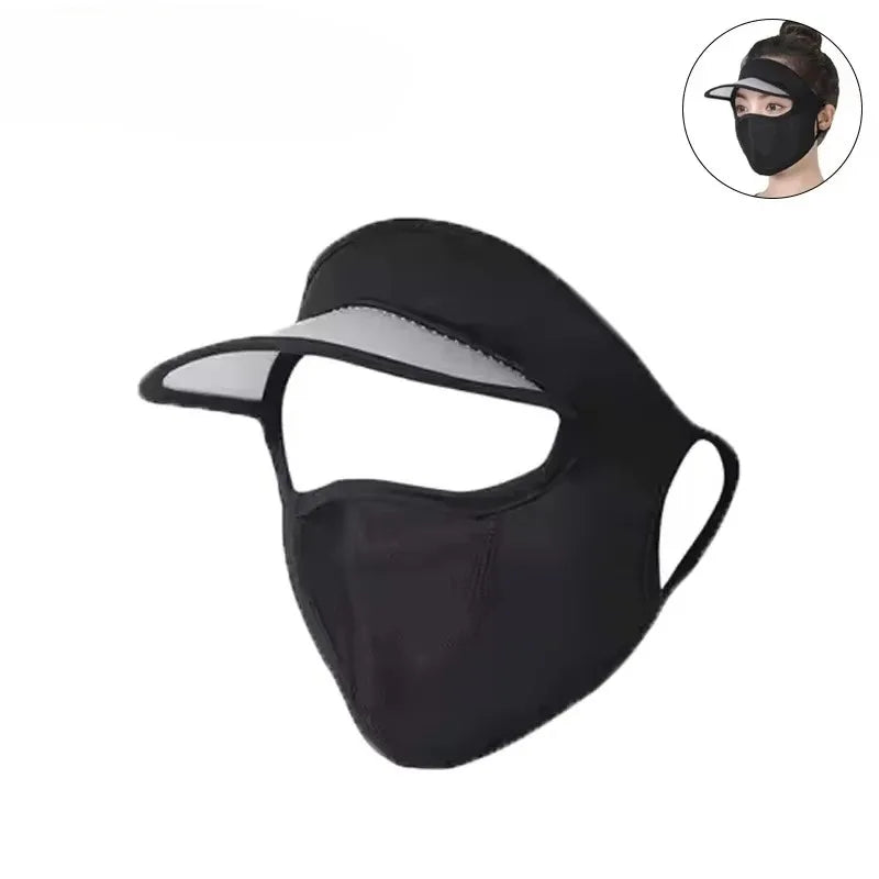 UPF 50+ Ice Silk Sun Protection Face Mask with Brim Sun Protection Mask Babs Black