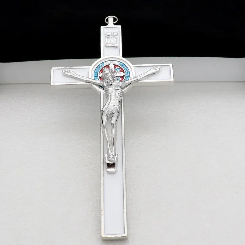 Saint Benedict Crucifix Cross Pendant – Catholic Zinc Alloy Charm Religious Charm Pendant Babs White 1pcs