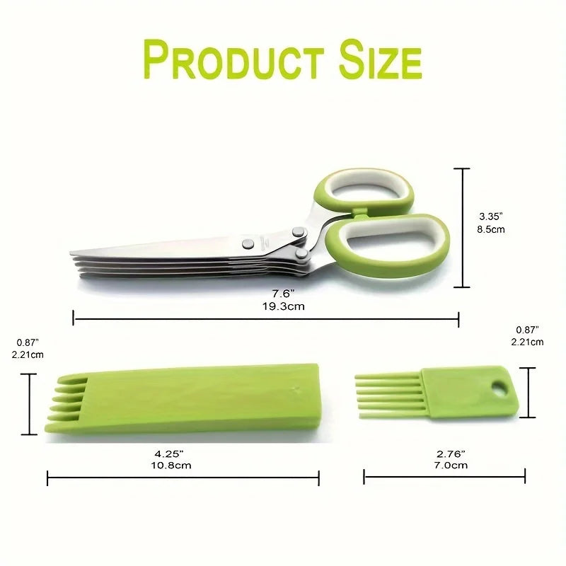 5-Layer Stainless Steel Multi-Blade Kitchen Herb Scissors Kitchen Scissors Babs