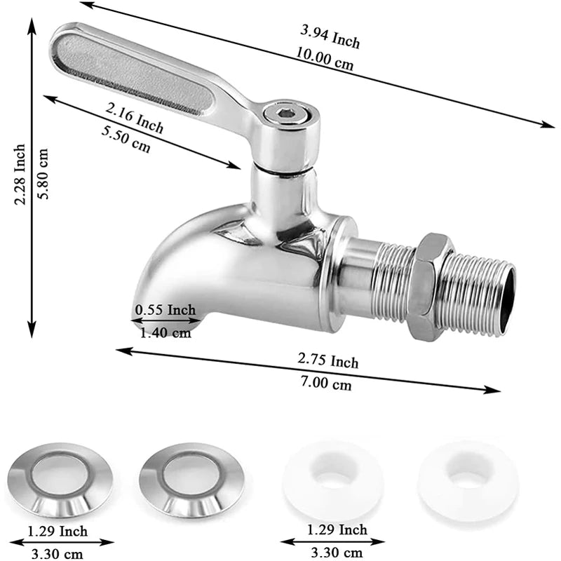16mm Stainless Steel Beverage Dispenser Spigot Tap Faucet Beverage Dispenser Tap Babs