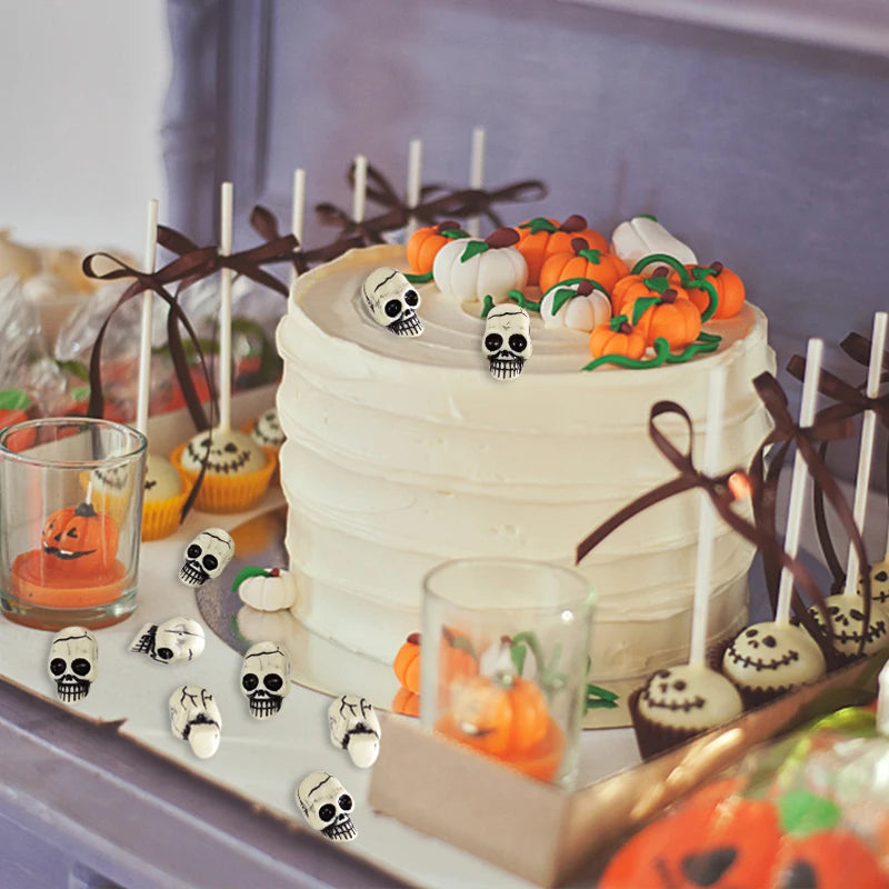 10pcs Mini Resin Skull Heads Halloween Party Table Decorations Halloween Skull Decor Babs