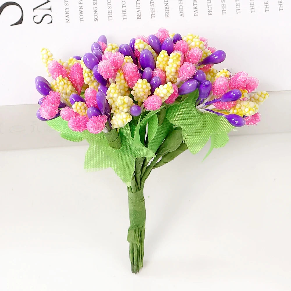 12Pcs Artificial Berry Stamen Flowers – DIY Wedding & Christmas Artificial Craft Flowers Babs