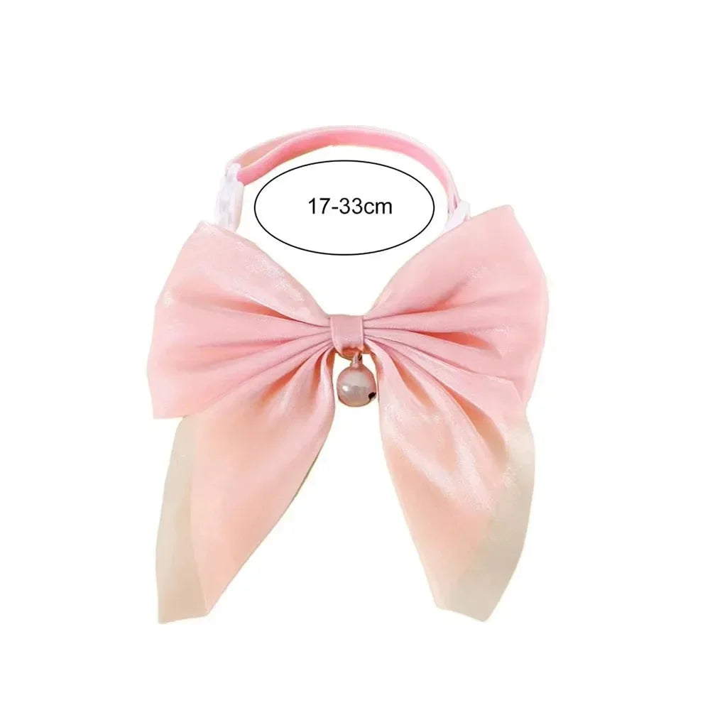 Ribbon Bowtie Breakaway Collar for Cats, Kittens & Small Dogs Pet Bowtie Collar Babs Pink S (neck 17-33cm)