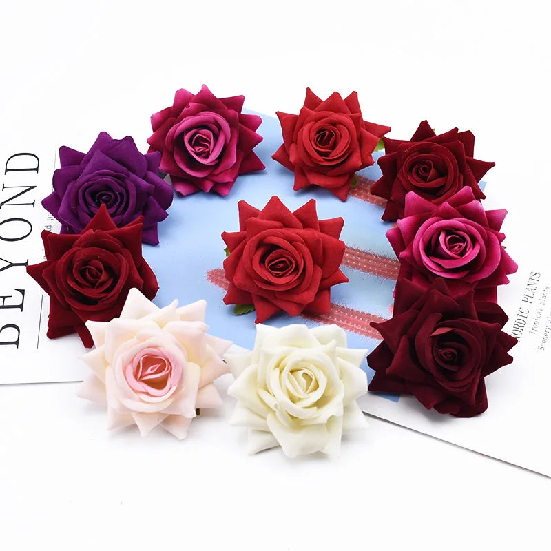 Artificial Silk Rose Heads – Wedding, DIY & Home Décor (5–10 Pcs) Artificial Flower Heads Babs