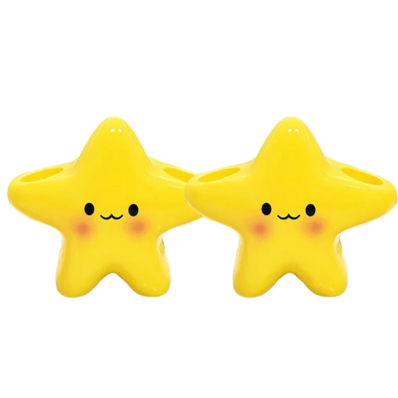 Star-Shaped Toothbrush Holder – Cute Freestanding Bathroom Organizer Toothbrush Holder Babs 2Pcs