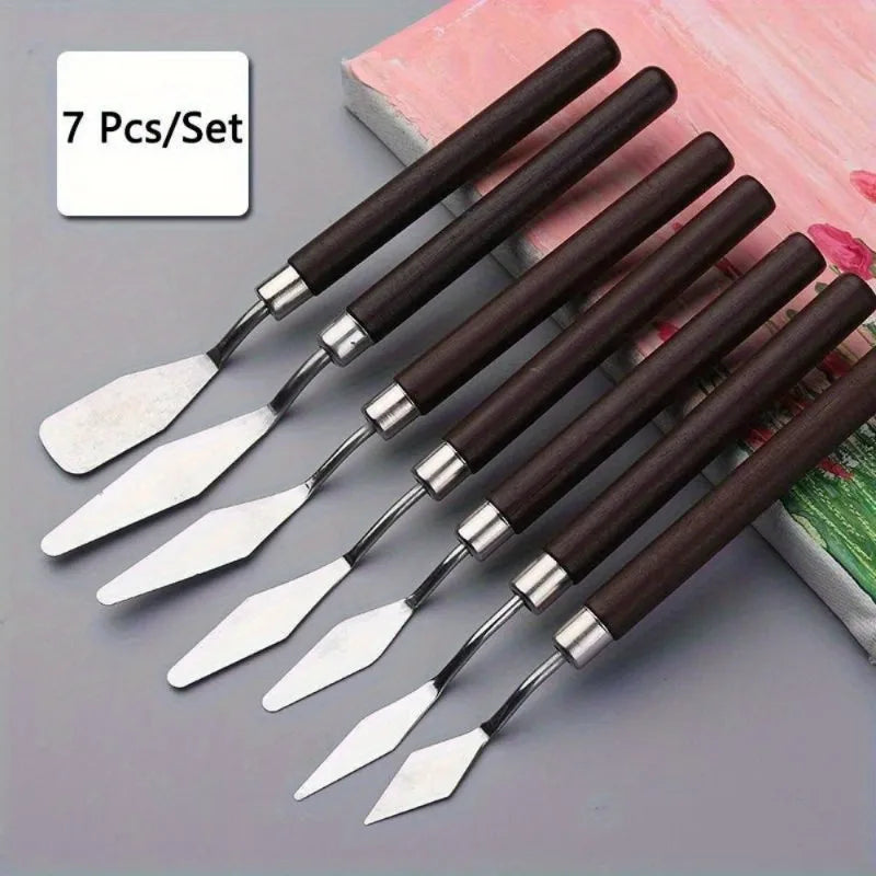 7-Piece Stainless Steel Palette Knife Set for Artists & Crafters Palette Knife Set Babs