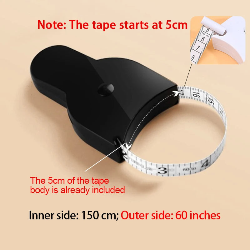 Portable Soft Measuring Tape – Retractable 1.5M Mini Ruler Soft Measuring Tape Babs Black inch and cm