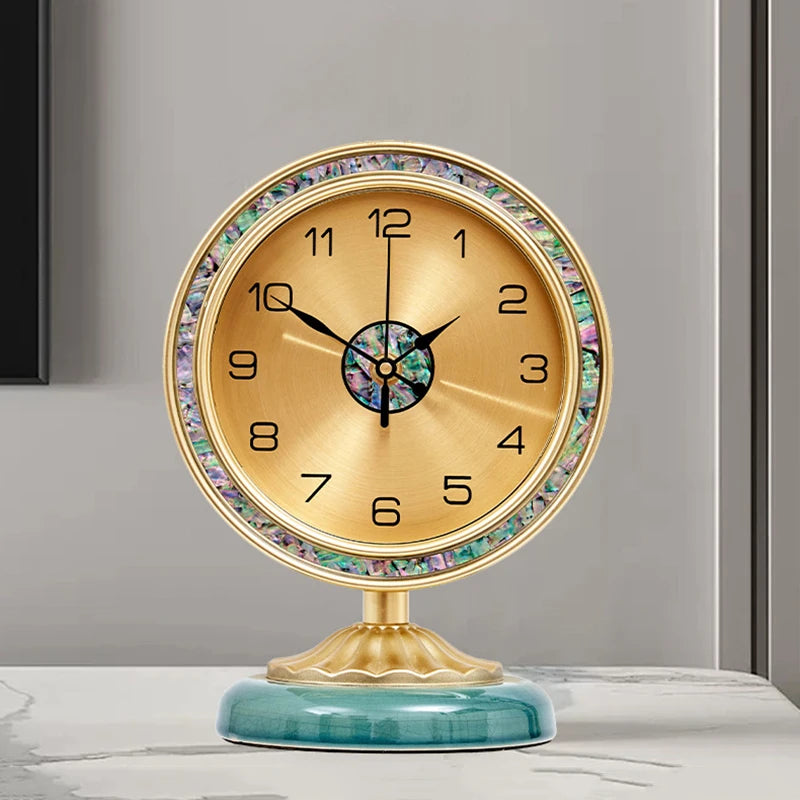 Vintage Silent Table Clock – Nordic Luxury Metal Desk Clock Decorative Desk Clock Babs
