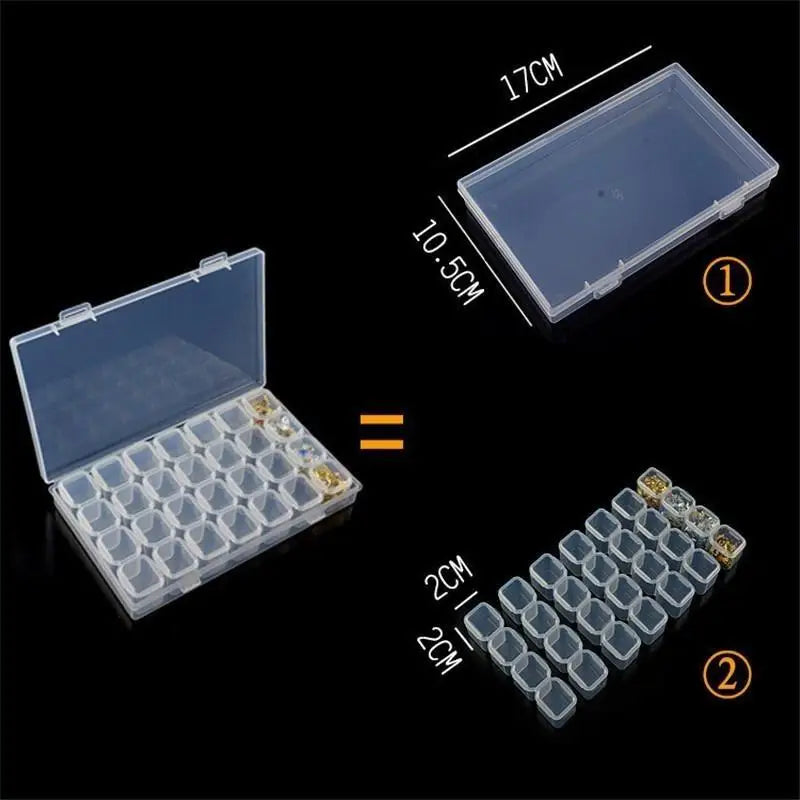 28-Compartment Plastic Nail & Jewelry Organizer Storage Box Jewelry Storage Box Babs