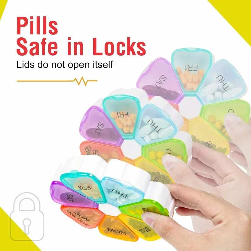 Flower 7-Compartment Weekly Pill Organizer | Travel Pill Case Weekly Pill Organizer Babs