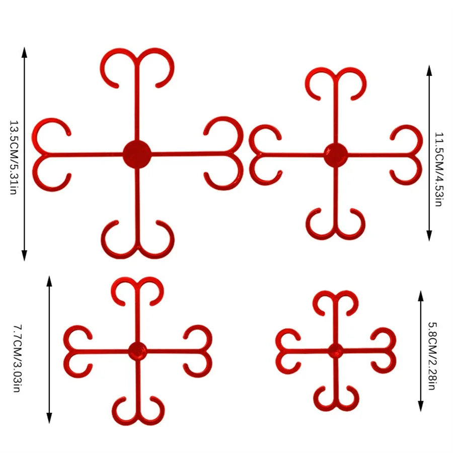 Double Hook Plant Support Clamps 4pcs – Stem Frame Garden Tool Plant Support Clamps Babs red
