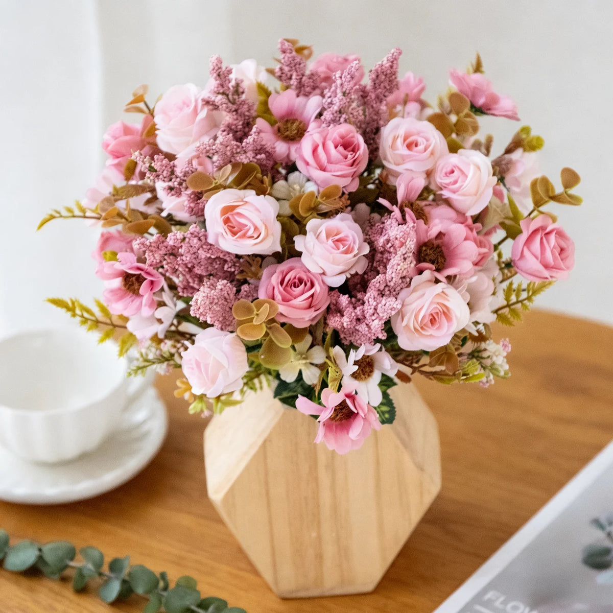 TTCY Silk Rose Artificial Bouquet – Wedding & Home Décor Gift Artificial Flower Bouquet Babs