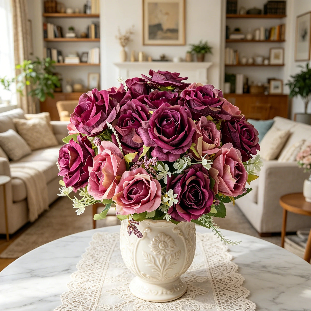 Silk Rose Artificial Bouquet – Wedding & Home Décor Gift Artificial Flower Bouquet Babs