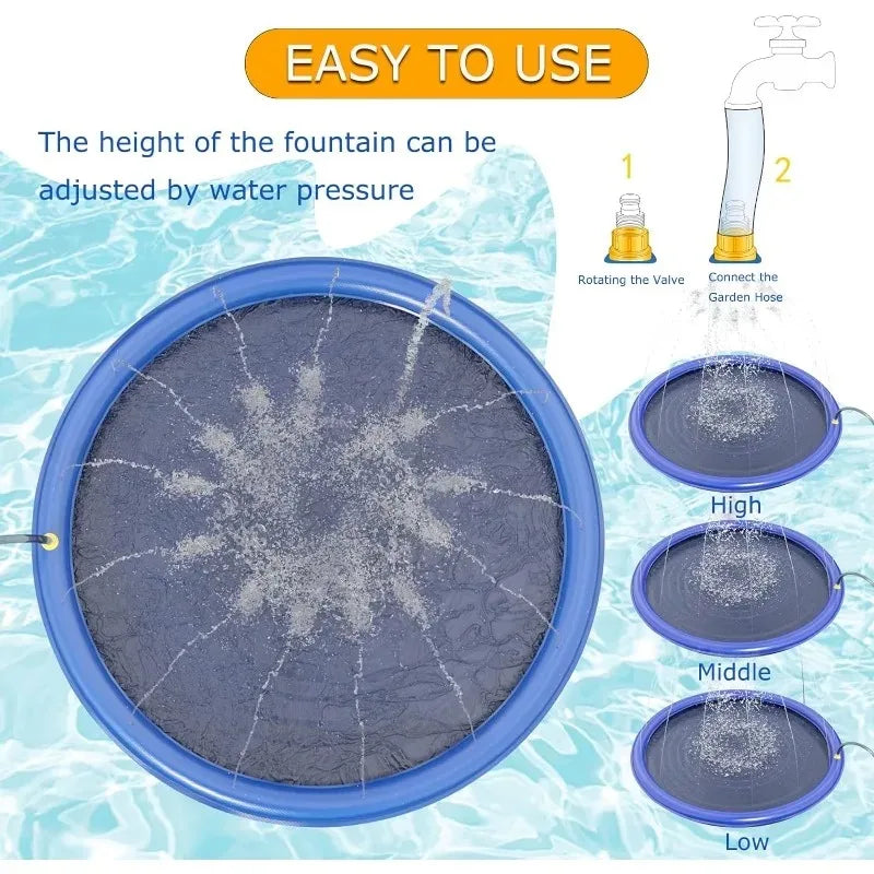 Inflatable Dog Pool Sprinkler Pad – Anti-Slip Cooling Mat Pet Splash Pad Babs