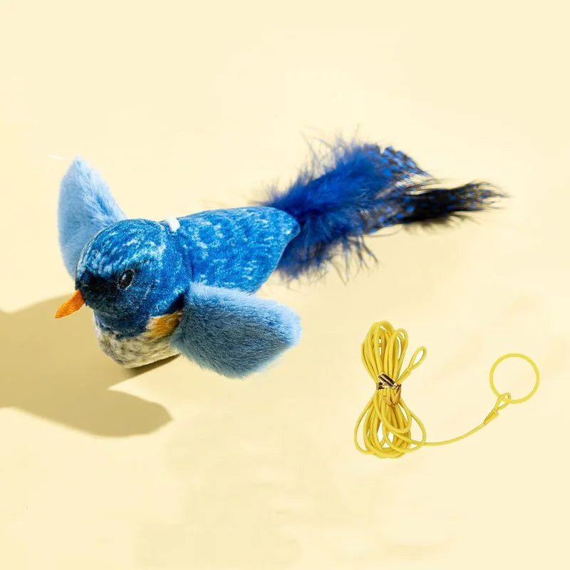 Interactive Cat Feather Toy – Catnip, Squeaky & Door Hanging Cat Feather Toy Babs Blue