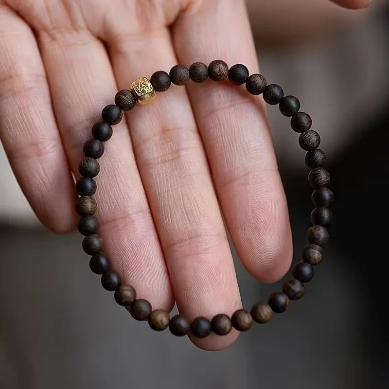Vintage Bohemian Beaded Bracelet | Retro Wood Bead Wristband Beaded Bracelet Babs