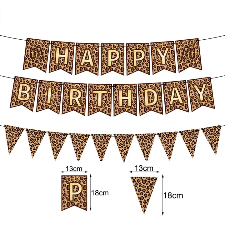 Leopard Print Party Supplies – Banner, Plates, Cups & Napkins Party Tableware Set Babs Red