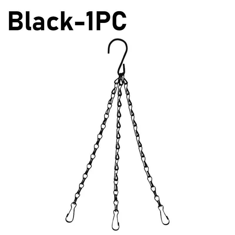 40cm Rattan Hanging Basket with 3-Hook Chain | Indoor & Outdoor Hanging Planter Basket Babs Black-1PC