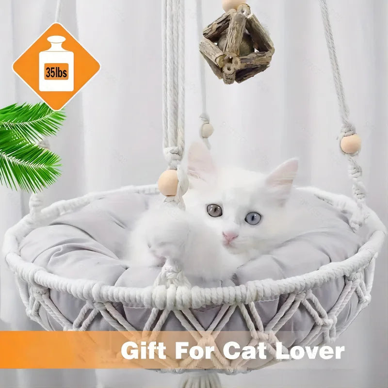 Hand-Woven Cotton Rope Cat Nest – Breathable Indoor Cat Bed Cat Bed Babs