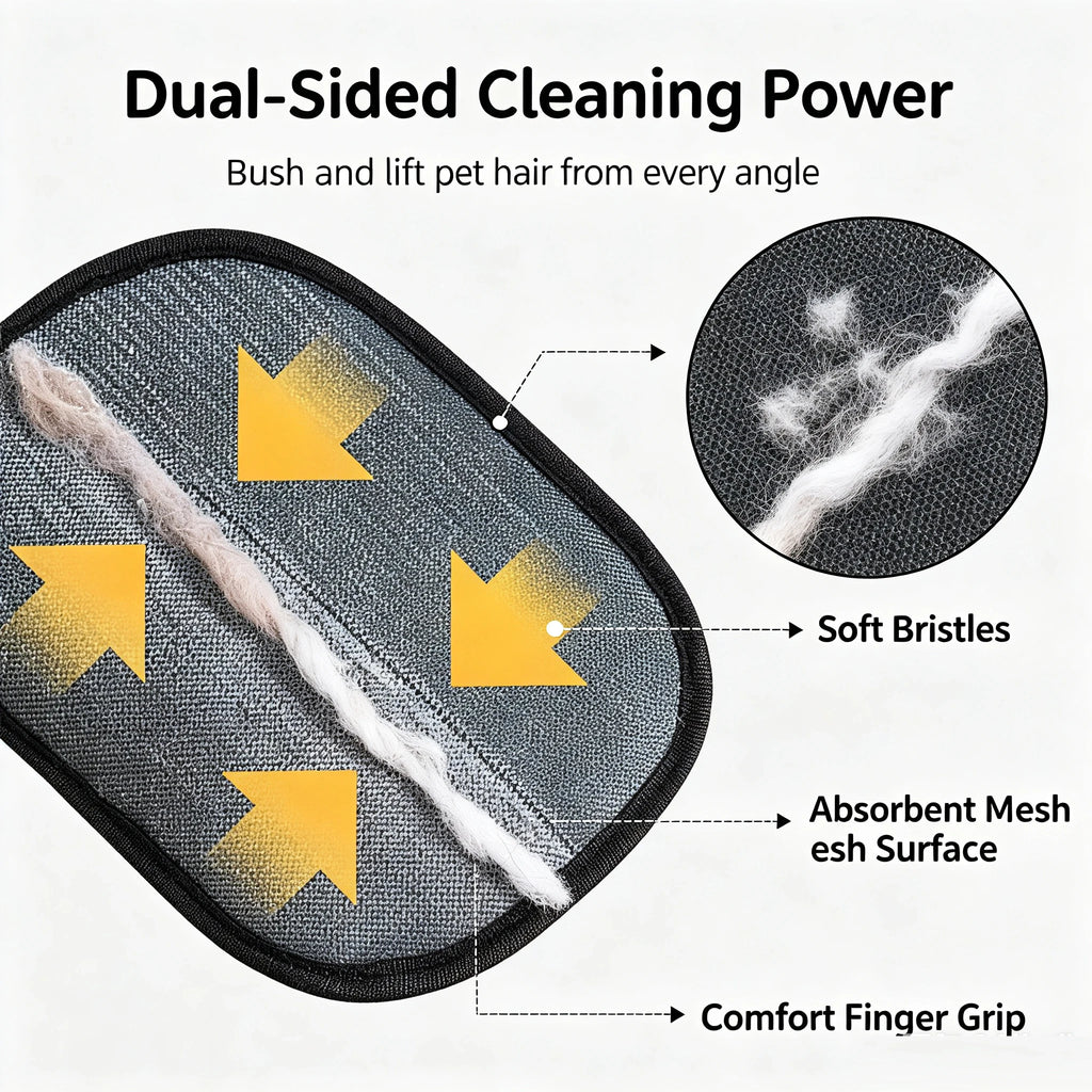Double-Sided Pet Hair Removal Grooming Glove – Cats & Dogs Pet Grooming Glove Babs