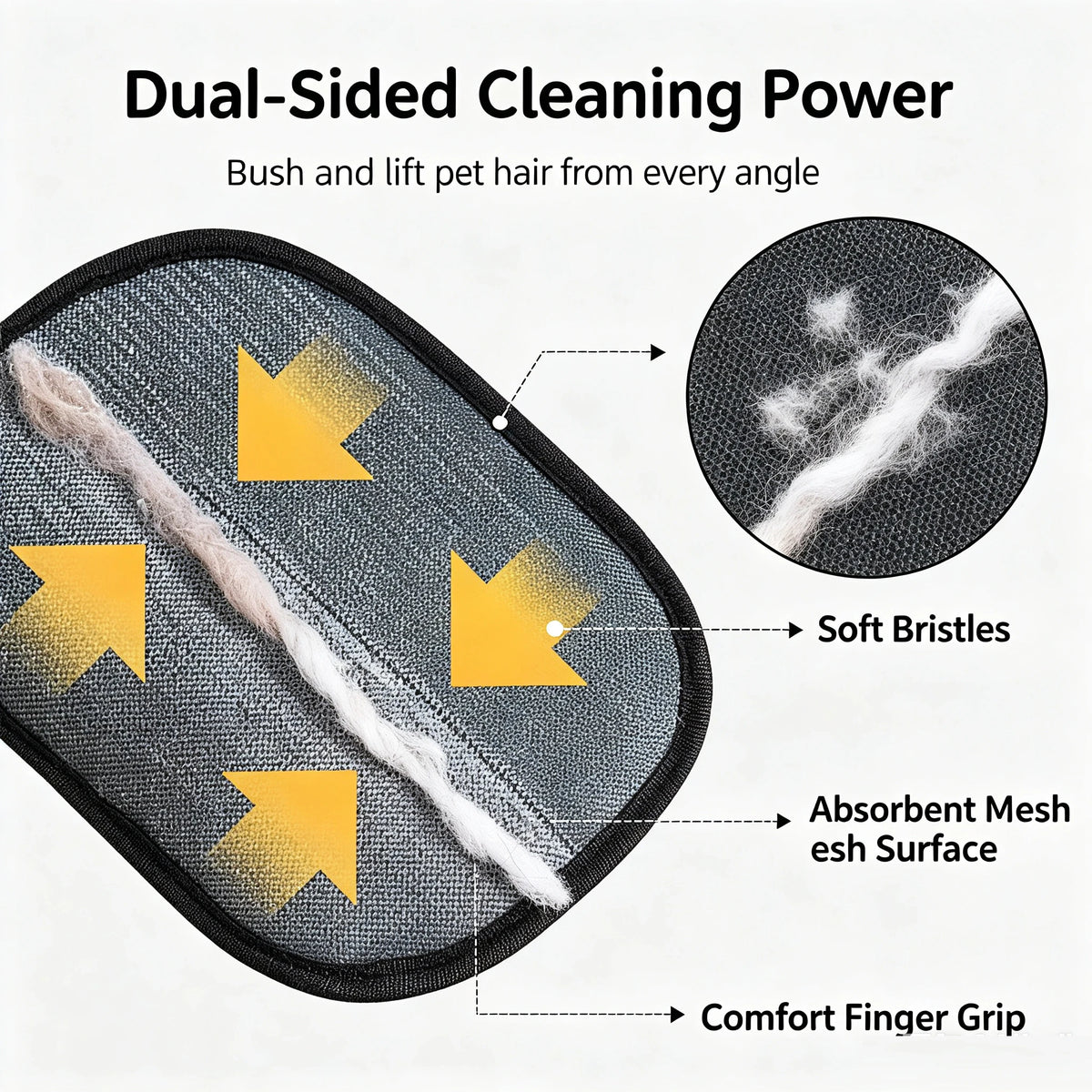 Double-Sided Pet Hair Removal Grooming Glove – Cats & Dogs Pet Grooming Glove Babs