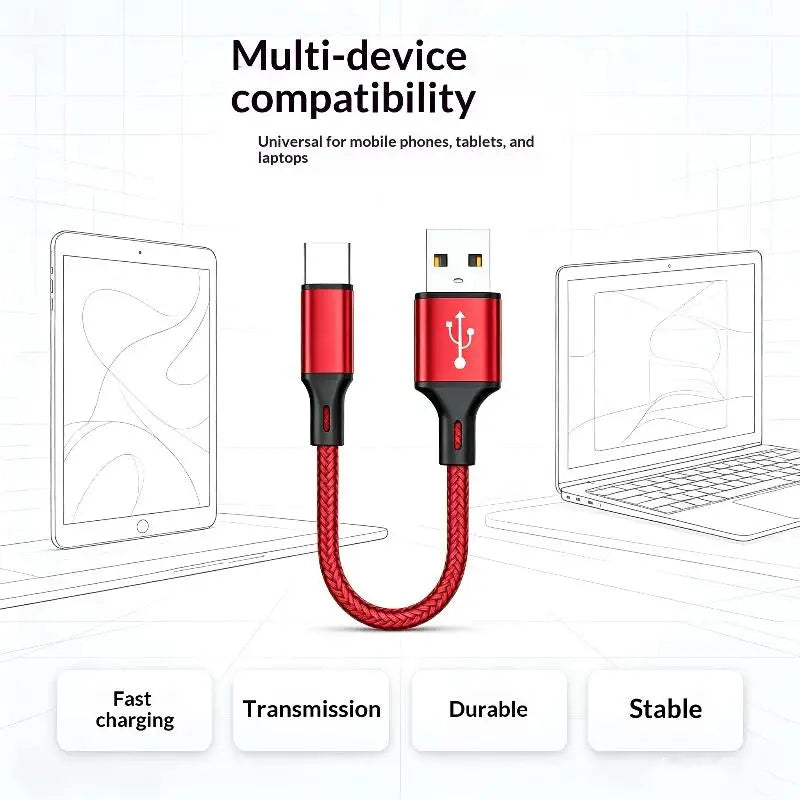 0.25M USB-A to USB-C Nylon Braided 3A Fast Charging Cable USB Charging Cable Babs