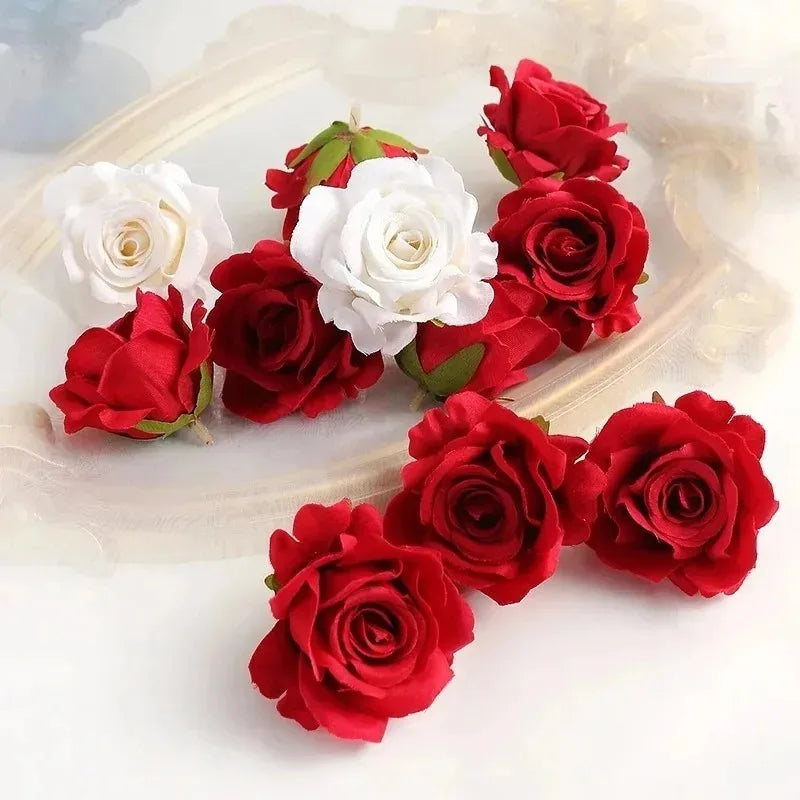 5-Pack Silk Artificial Rose Heads – Wedding & DIY Wreath Décor Artificial Flower Heads Babs