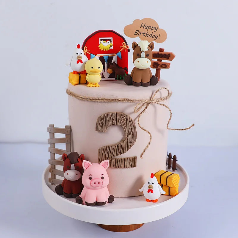 Farm Animal Cake Toppers – Lambs, Ponies, Piglets & More Cake Topper Set Babs