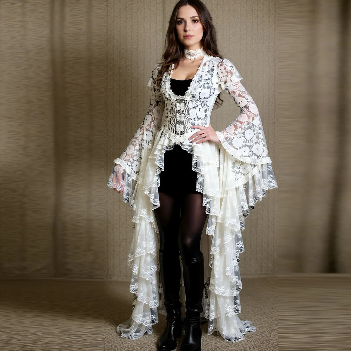 Women's Gothic Halloween Witch Maxi Dress | Medieval Cosplay Gothic Cosplay Dress Babs