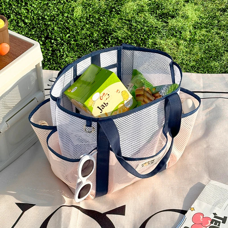 Large Mesh Beach Bag – Wet Dry Separation Tote & Organizer Mesh Tote Bag Babs