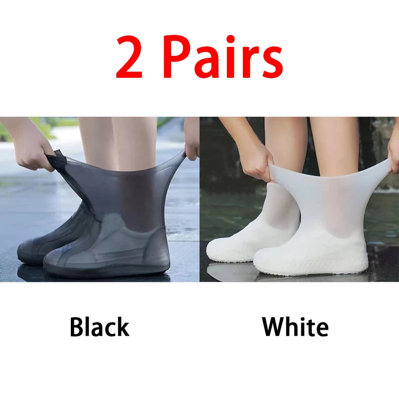 Waterproof Silicone Rain Shoe Covers – Rubber Boot Protectors Waterproof Shoe Covers Babs 2pcs Black White (39-46)General