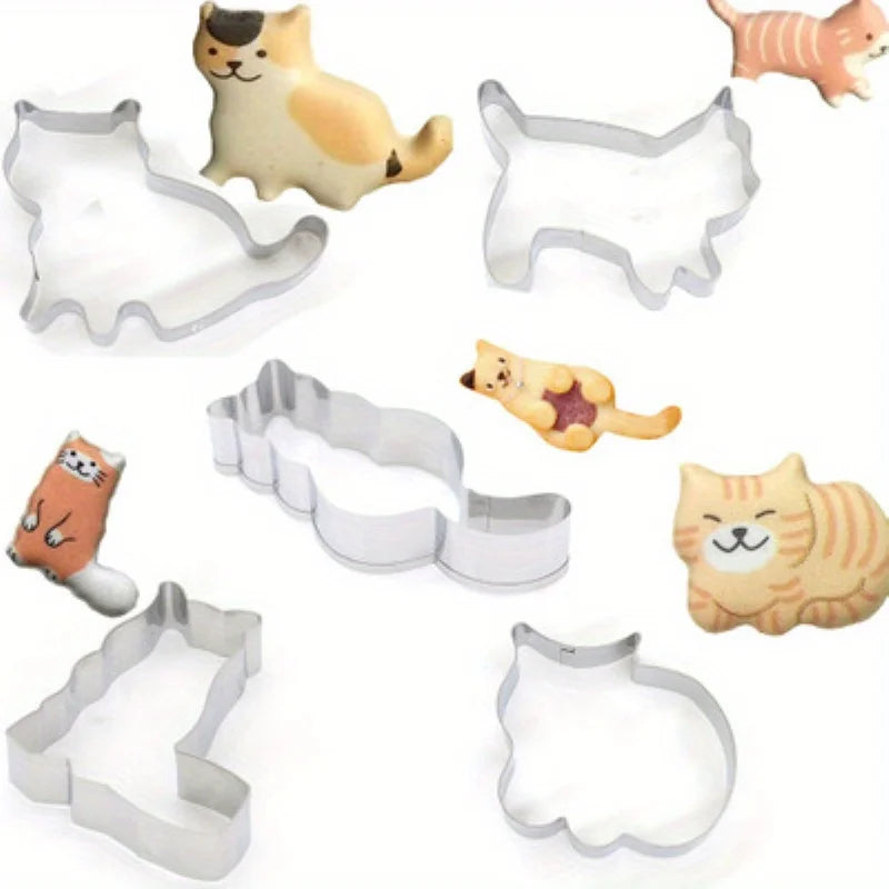 5-Piece Animal Cat Cookie Cutter Set – Stainless Steel Molds Cookie Cutter Set Babs