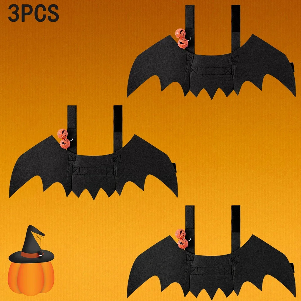 Pet Bat Wings Halloween Costume for Cats & Dogs | Adjustable Pet Halloween Costume Babs Black-3PCS S
