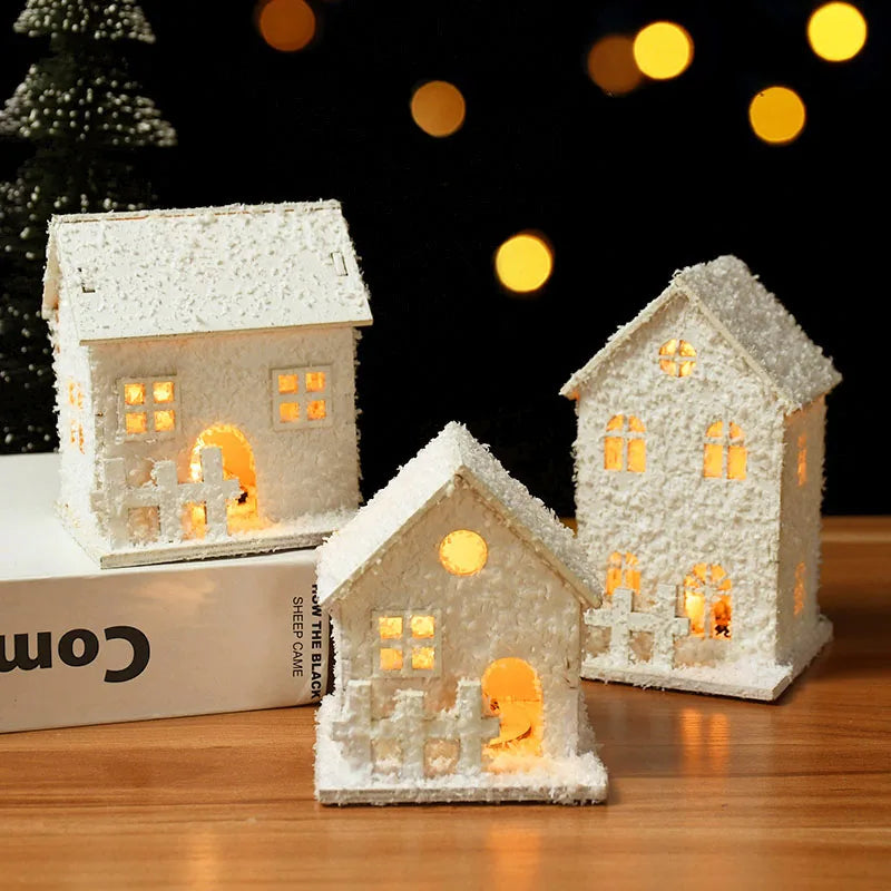 LED Wooden Christmas House Snowflake Cabin Ornament | Xmas Décor Christmas Cabin Ornament Babs