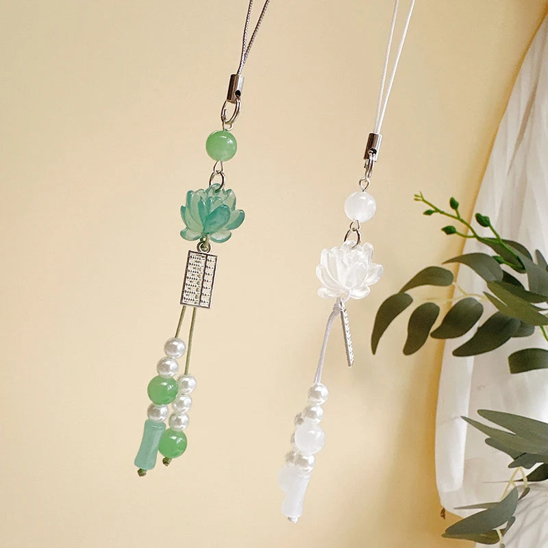 Lotus Flower Pendant Keychain & Phone Chain – Chinese Style Phone Chain Pendant Babs