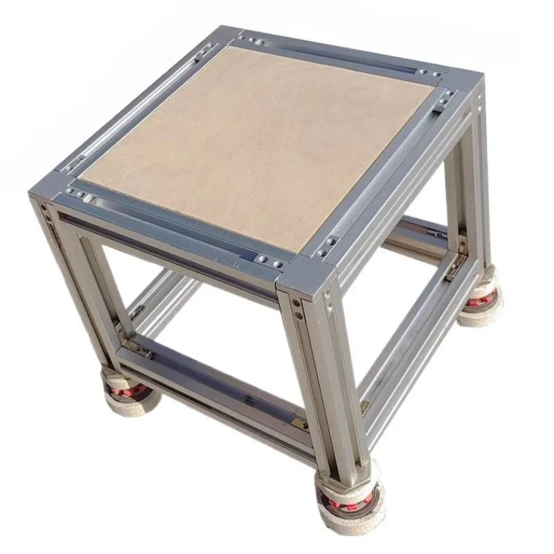 Modern Low Stool with Wheels – Aluminum, 27x27x29cm Low Stool Ottoman Babs