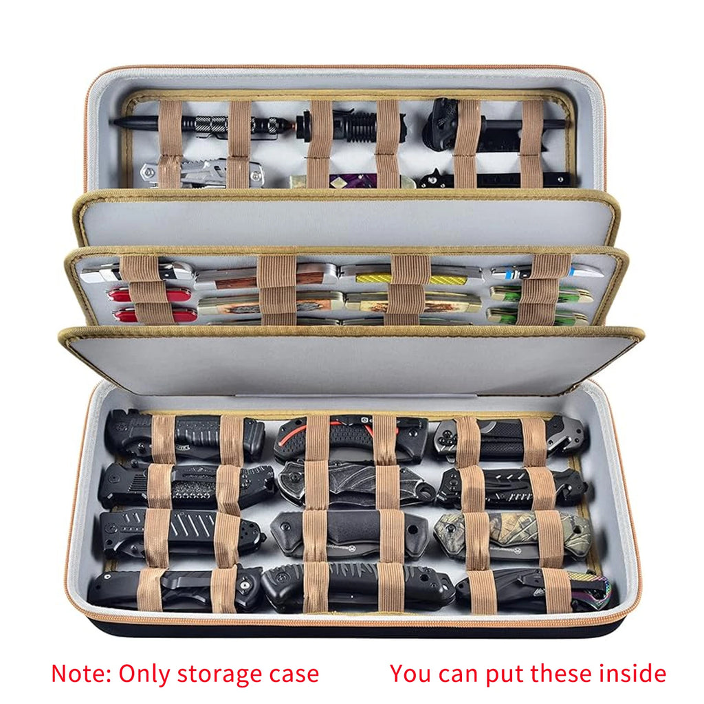 Knife Display Case – Holds 64+ Pocket & Folding Knives Knife Storage Case Babs black