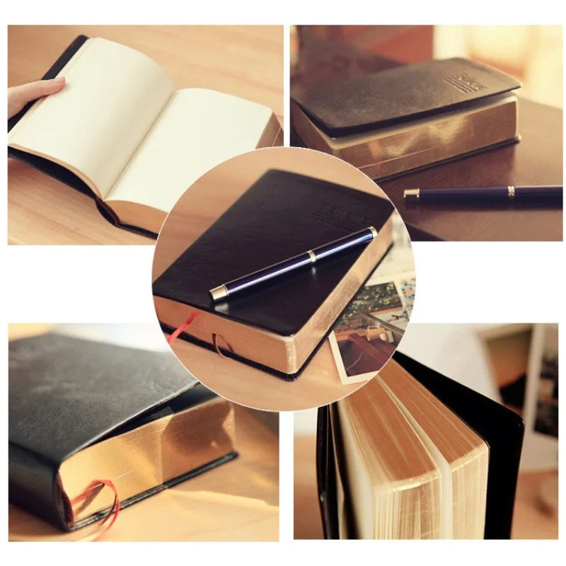 A6 PU Leather Notebook Vintage Gold Edge Bible Style Journal Leather Journal Notebook Babs