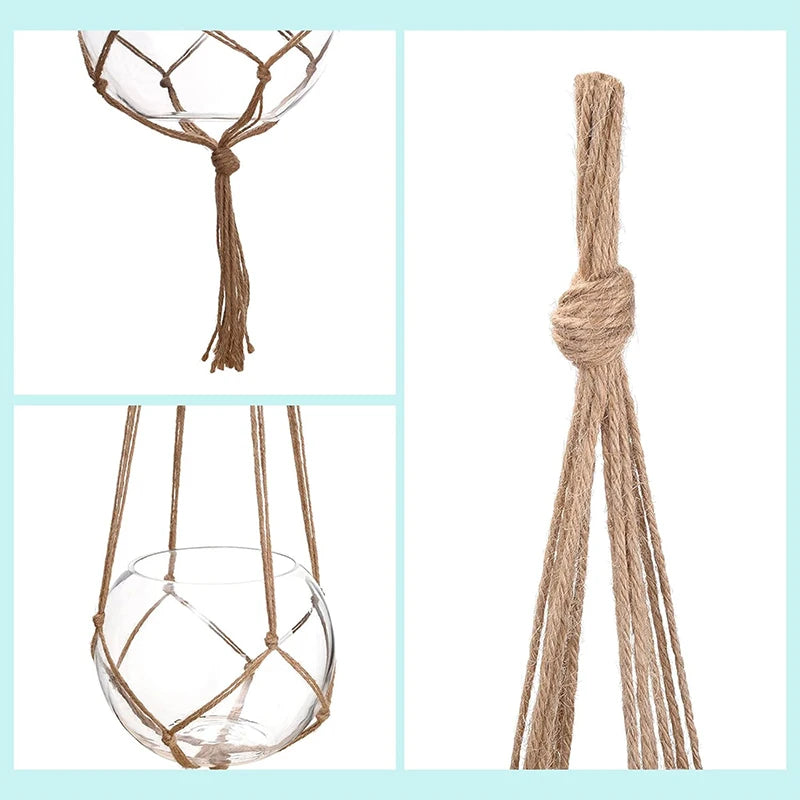 Macrame Hanging Plant Basket with Hook – Boho Planter Net Hanging Plant Basket Babs