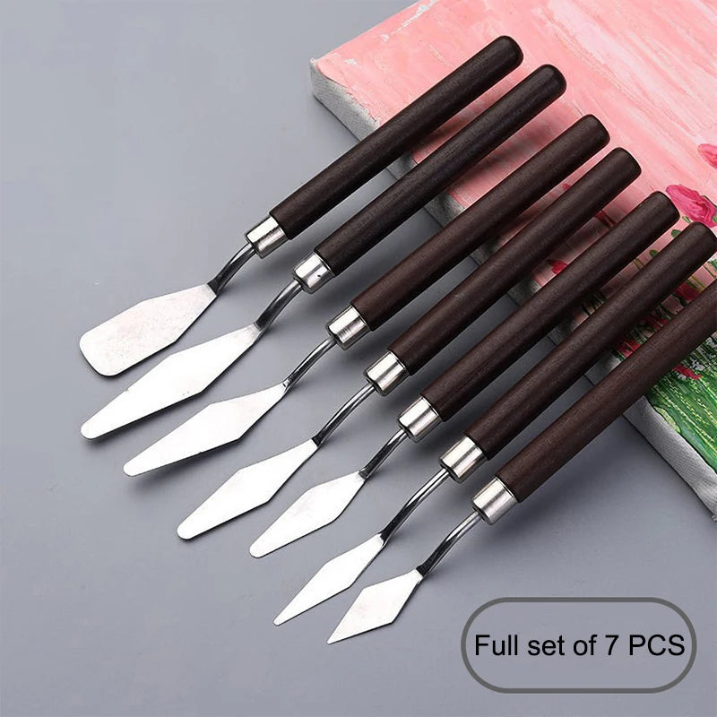 7-Piece Stainless Steel Palette Knife Set for Oil Painting Palette Knife Set Babs One size A3