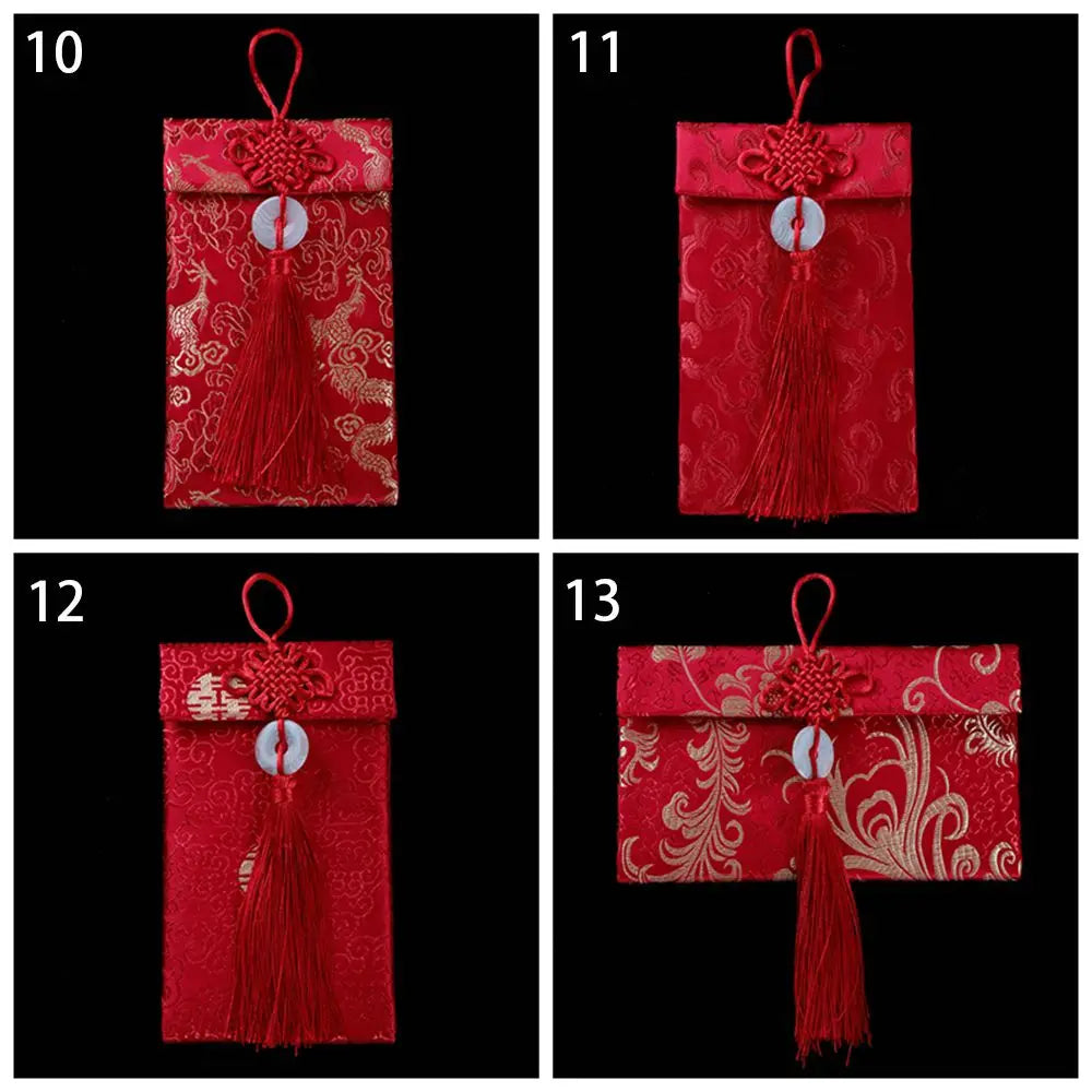 Chinese Silk Brocade Red Envelope HongBao Gift Bag Festive Gift Envelope Babs