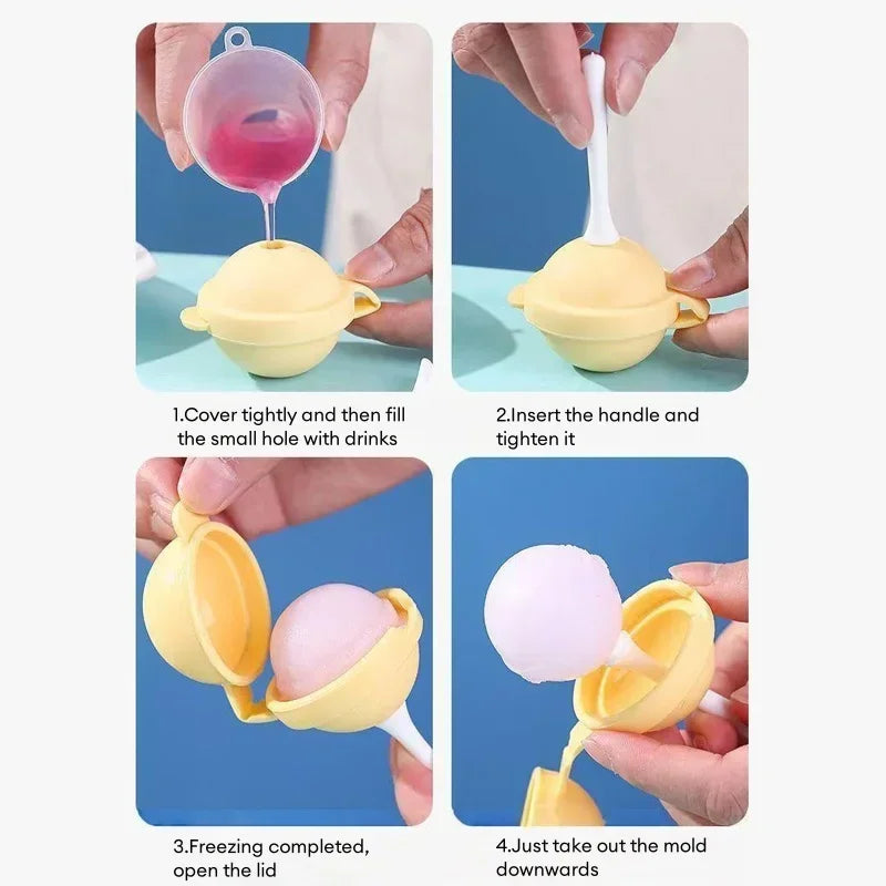 Silicone Lollipop Ice Ball Mold – DIY Popsicle Maker 4-Pack Ice Cream Mold Babs