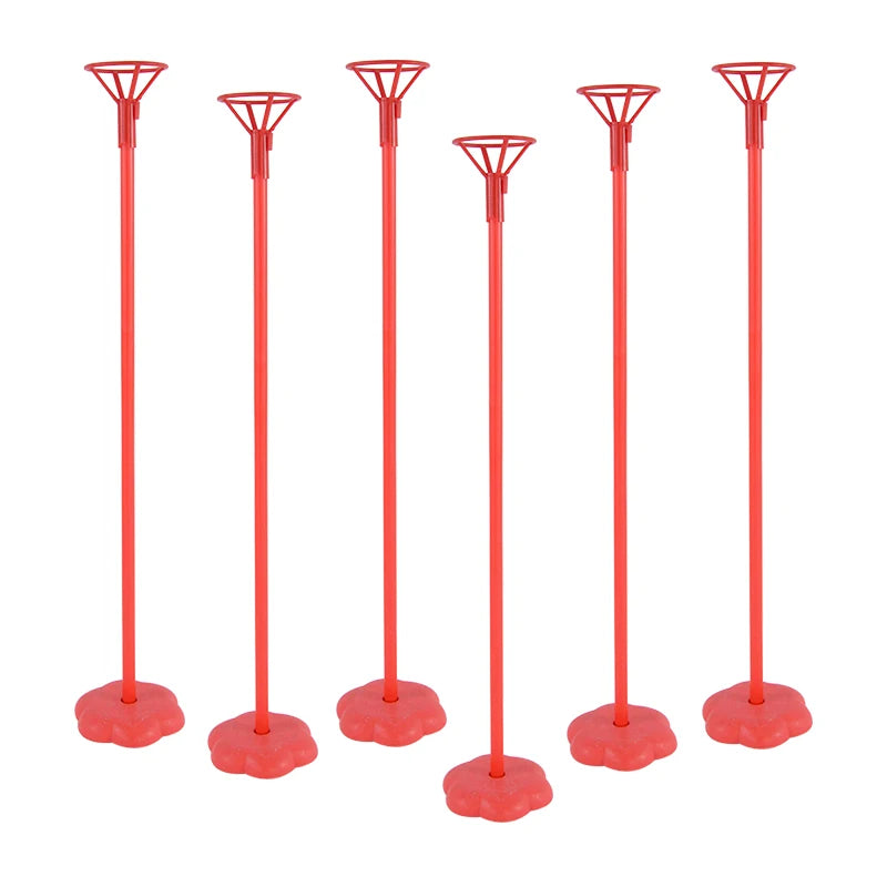 6-Piece Balloon Stand Base Column Holder for Parties Balloon Column Stand Babs red