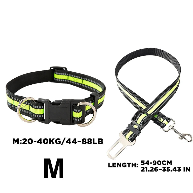 2-in-1 Dog Car Seat Belt & Headrest Harness – Adjustable Nylon Dog Car Harness Babs M-Green