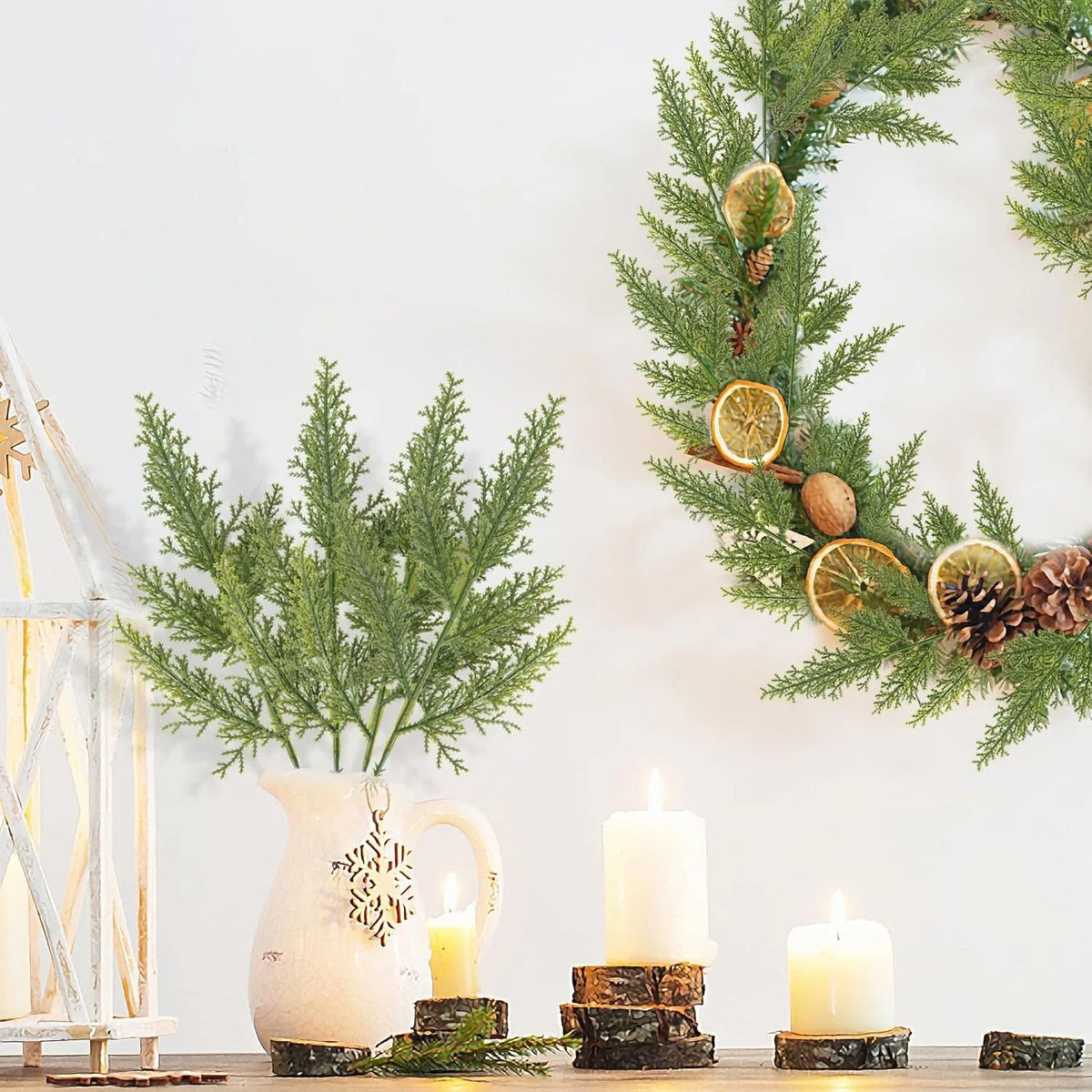 Artificial Pine Needle Leaves 31cm – Christmas & Wedding Decor Artificial Greenery Stems Babs